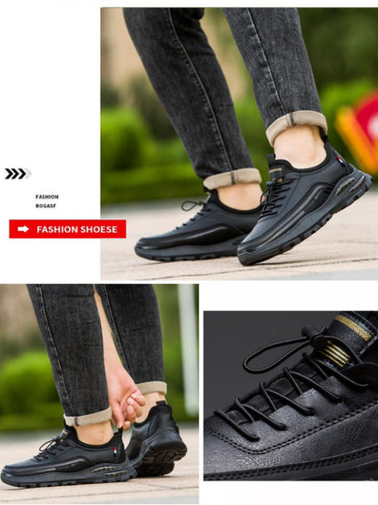 Autumn and Winter Leather Low-top Casual Sneakers