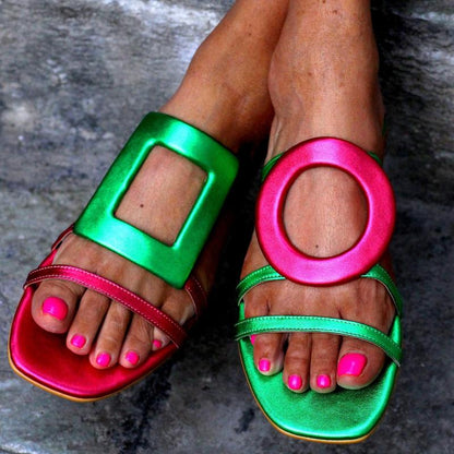 Asymmetrical Design Flat Slippers