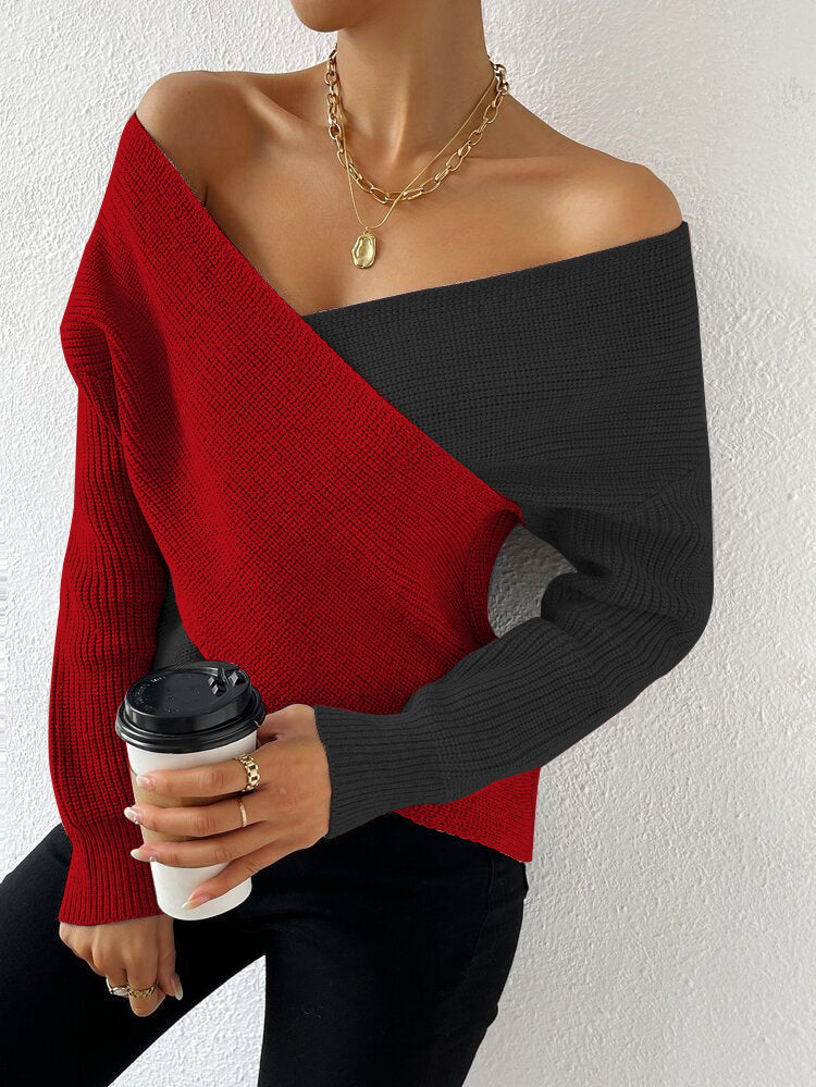 Modern Color Block V-Neck Sweater