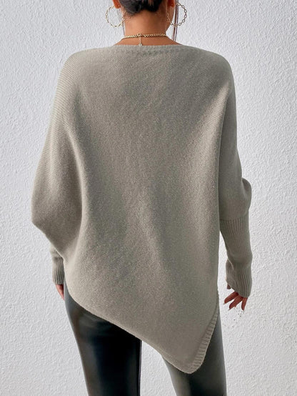 Baggy Plain Long Sleeve Sweater