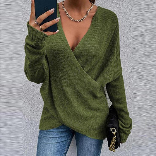 Criss-Cross Draped Long Sleeved Top