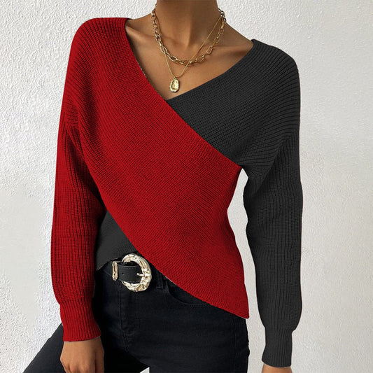 Modern Color Block V-Neck Sweater