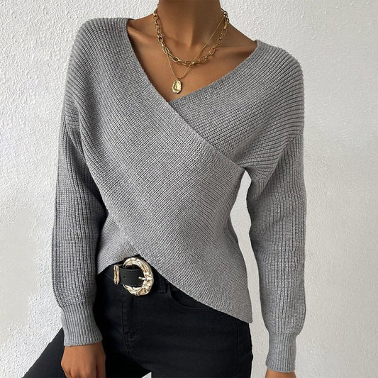 Vintage Plain V-Neck Sweater