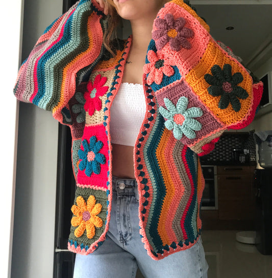 Crochet Granny Square Jacket Cardigan