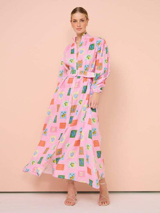 Maxi Dress In Pink Emblem