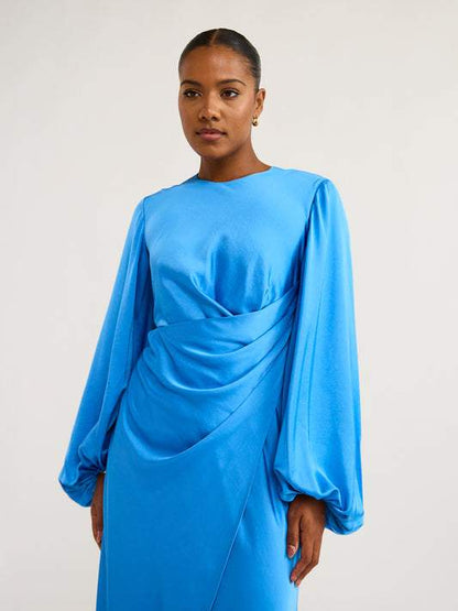 Long Sleeve Dress In Azure Blue