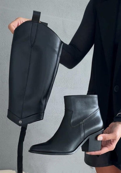 Detachable Women's Boots with Snap Detail