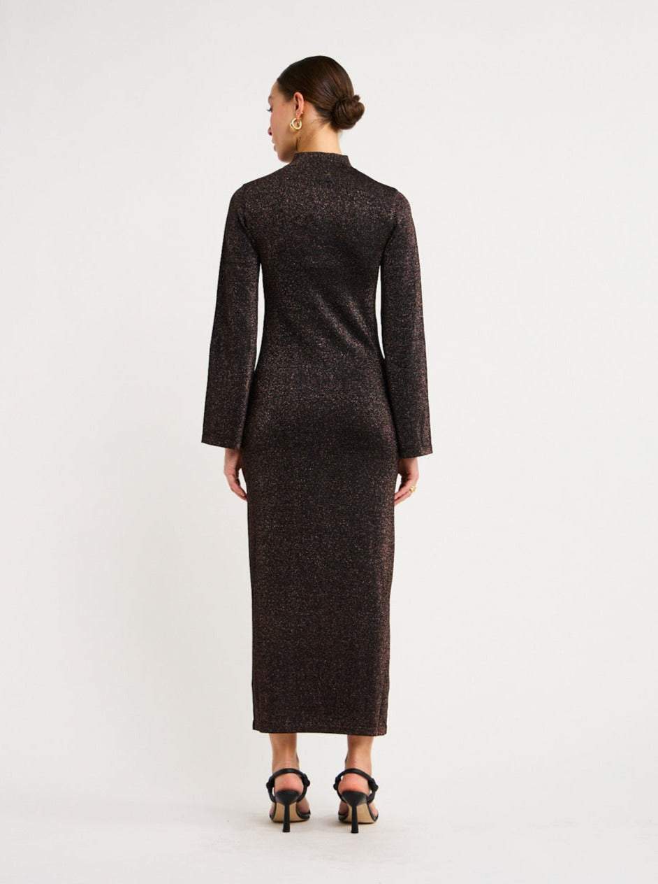 Knit Dress In Copper Lurex