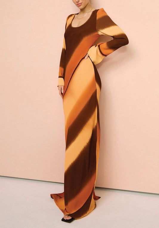 Elegant Tie-dye Multicolor Maxi Dress