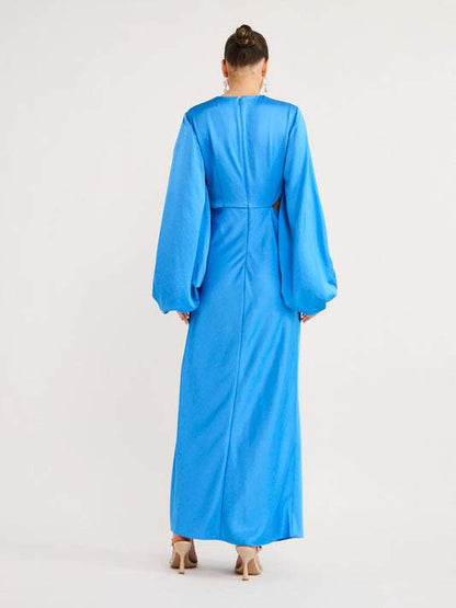 Long Sleeve Dress In Azure Blue