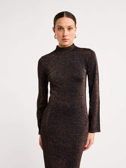 Knit Dress In Copper Lurex