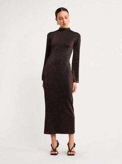 Knit Dress In Copper Lurex