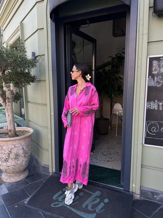 Cotton Green&pink Shirt Dress