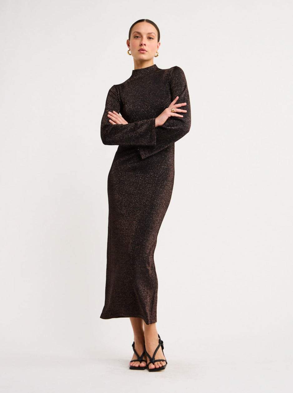 Knit Dress In Copper Lurex