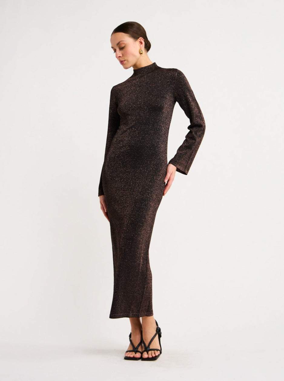 Knit Dress In Copper Lurex