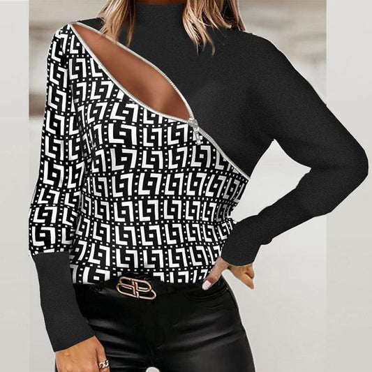 Chic Print Long Sleeve Sweater