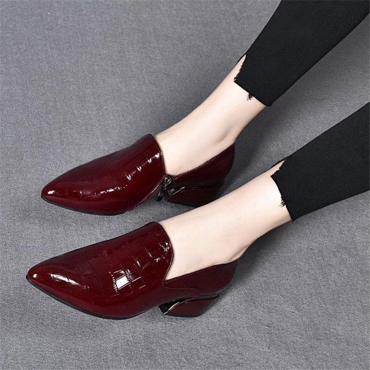 All-match Leather Side Zipper Shoes