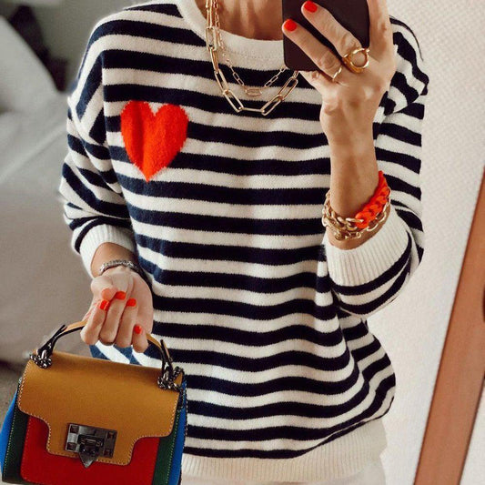 Cool Black Striped Print Sweater