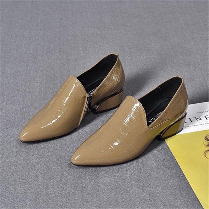 All-match Leather Side Zipper Shoes