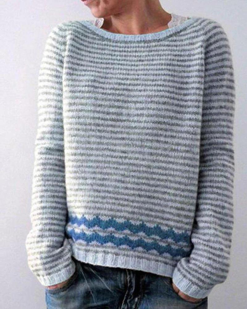 Round Neck Colorblock Pullover Sweater