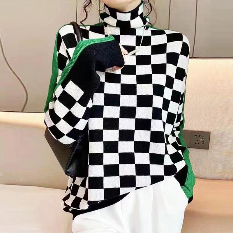 2023 New High Collar Retro Patterned Sweater