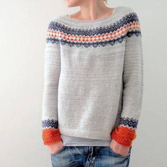 Round Neck Colorblock Pullover Sweater