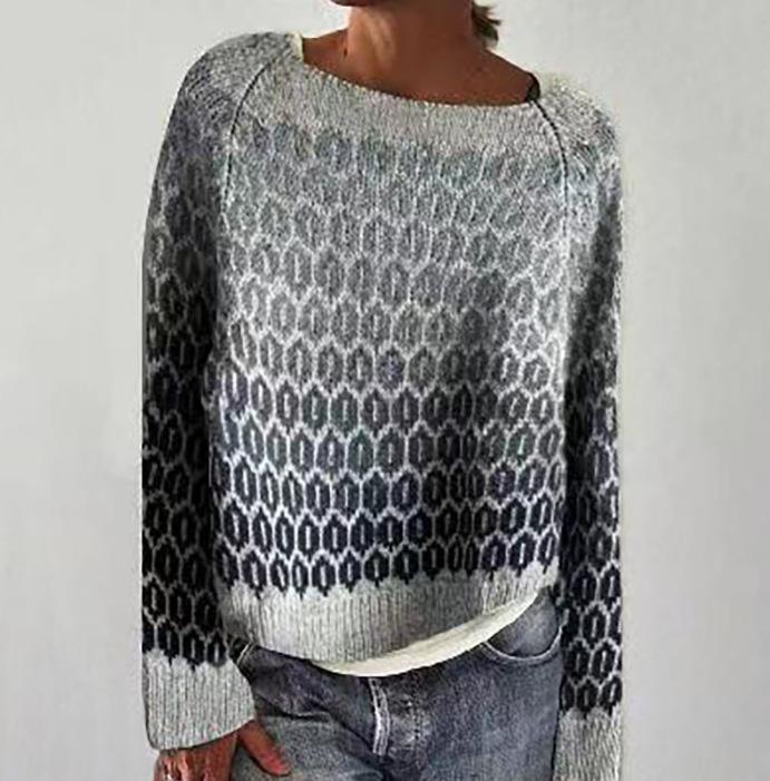 Round Neck Colorblock Pullover Sweater