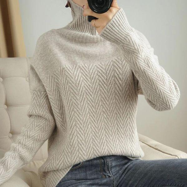 Beige Turtleneck Sweater