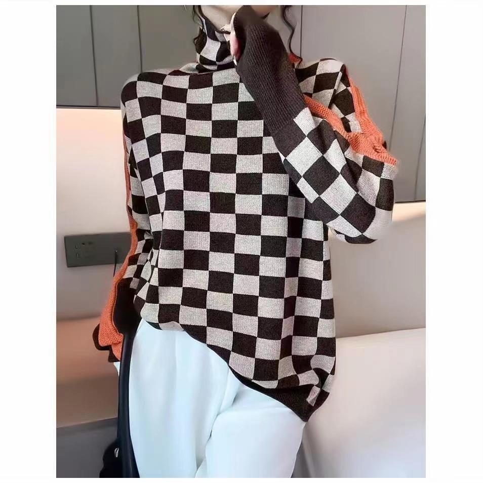 2023 New High Collar Retro Patterned Sweater