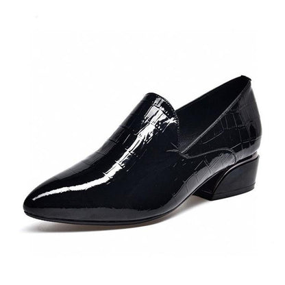 Hand-stitched patent leather side zip block heels