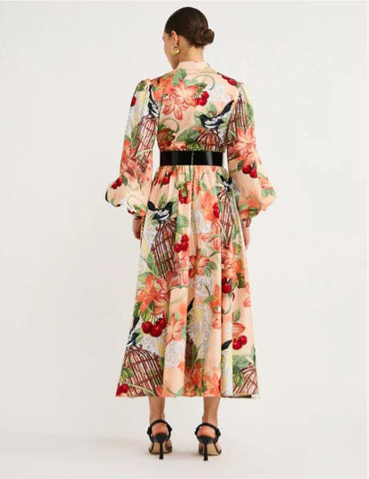 Midi Dress In Azalea Print