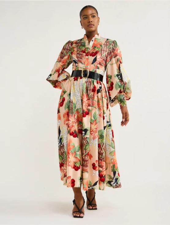 Midi Dress In Azalea Print